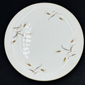 Arlen Fine China Golden Wheat 1594 Chop Plate 12.25" Gold Tone Rim Vintage